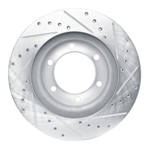 Toyota 4Runner Brake Rotor (1) - Front Left - R1 Concepts - Drilled & Slotted - Silver - `95-`04